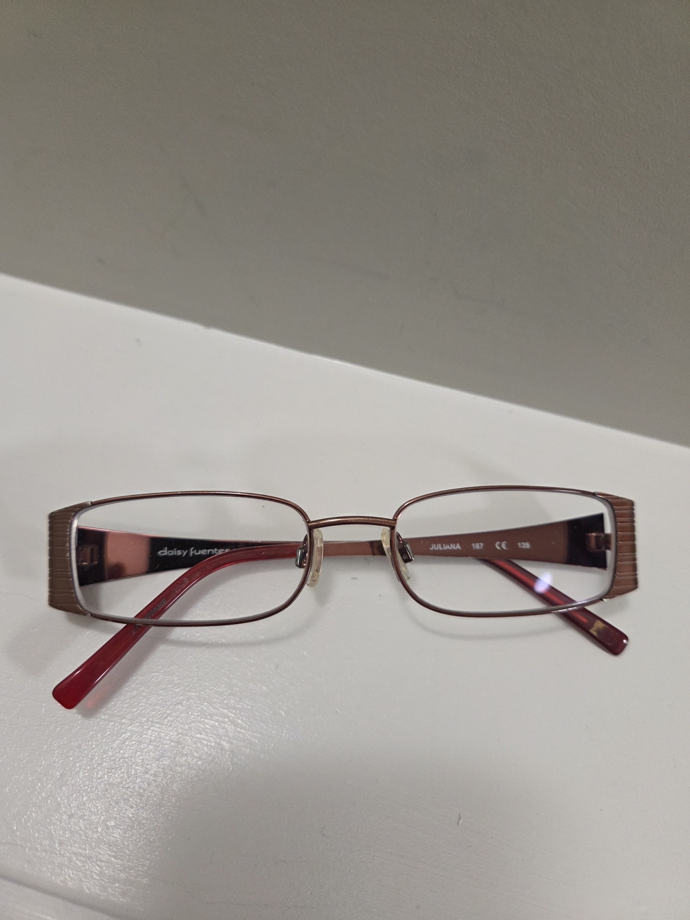 Daisy Fuentes Juliana Red Metal Eyeglass Frames Women's 52-17-135 Regular Wine